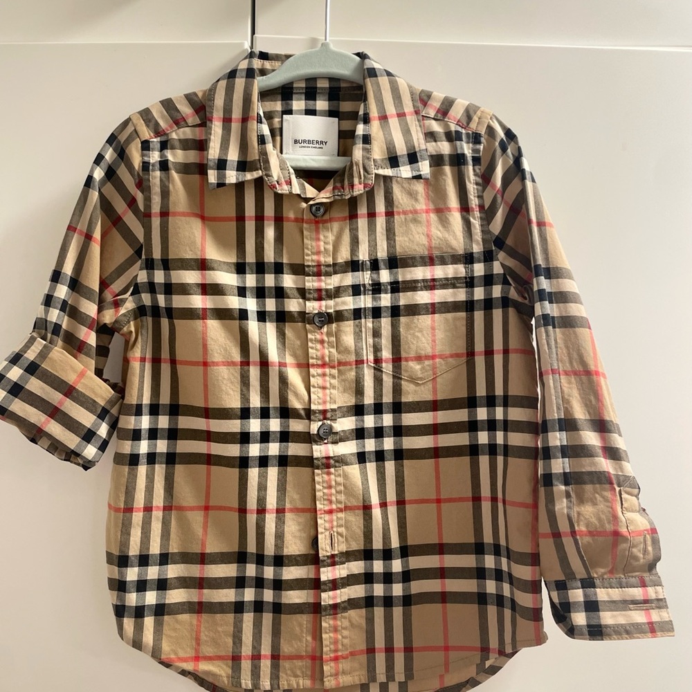 Burberry Kids Checkered Shirt - Beige and Black